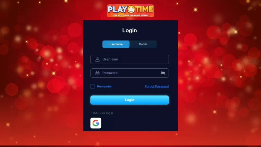 PLAYTIME Login Form